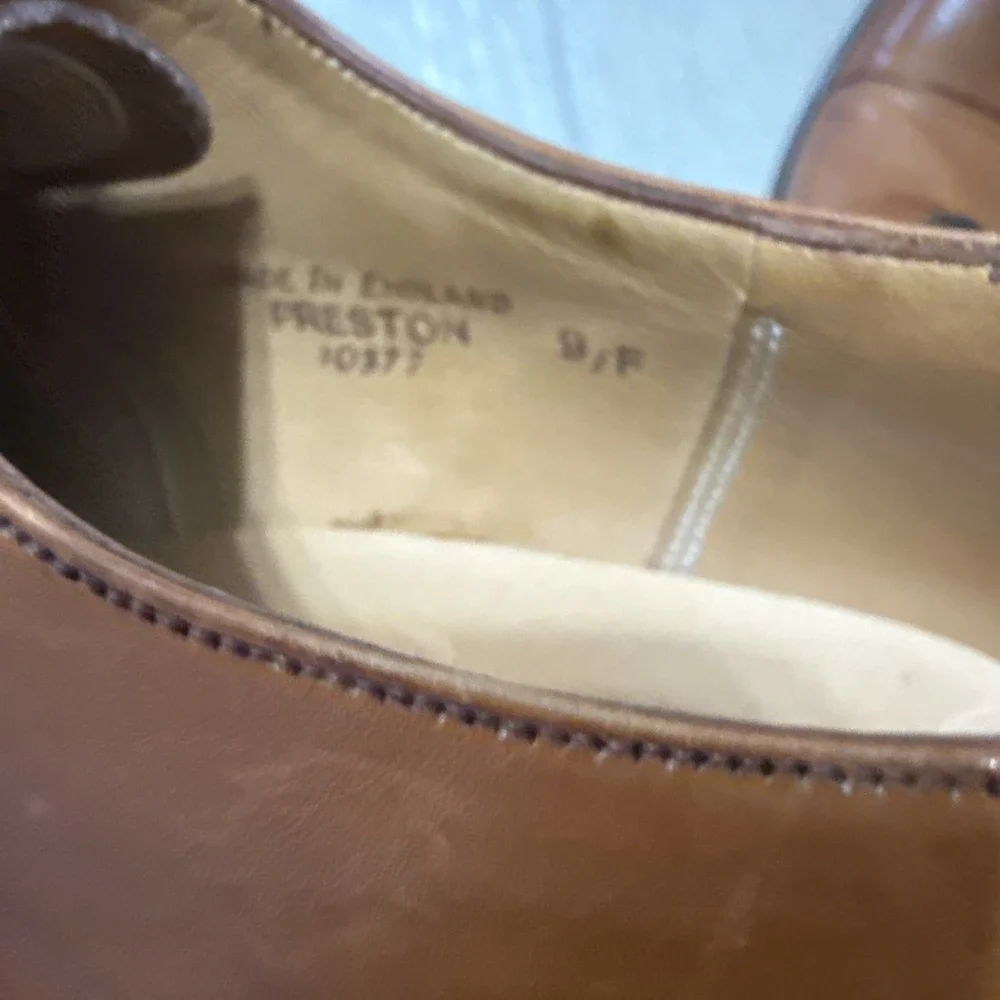 Men Size 9 F Shipton & Henage Cap Toe Camel Brown Lace Up Dress Shoes Oxford
